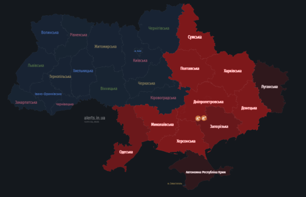 В Киеве и большинстве областей Украины объявлена воздушная тревога: сообщают о пуске ракет
В Киеве и большинстве областей Украины объявлена воздушная тревога: сообщают о пуске ракет