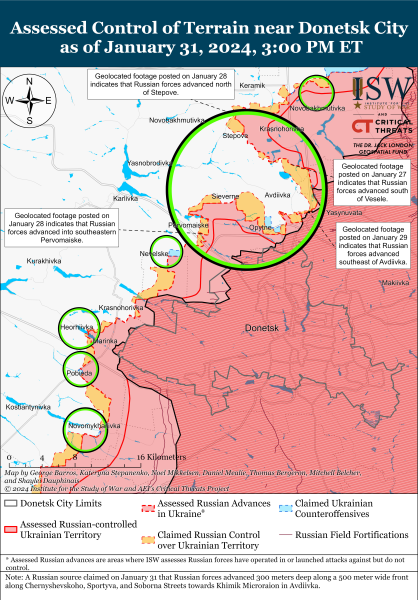 ВСУ ведут позиционные бои к юго-западу от Донецка: карты ISW
ВСУ ведут позиционные бои к юго-западу от Донецка: карты ISW