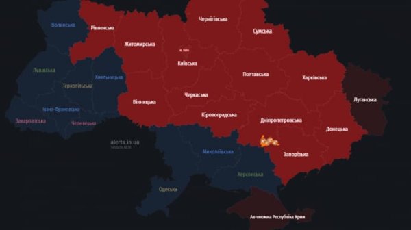 По Украине распространяется воздушная тревога: угроза баллистики с востока По Украине распространяется воздушная тревога: угроза баллистики с востока