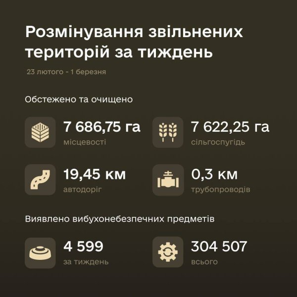За тиждень сапери вилучили і знищили понад 4500 вибухонебезпечних предметів
За тиждень сапери вилучили і знищили понад 4500 вибухонебезпечних предметів