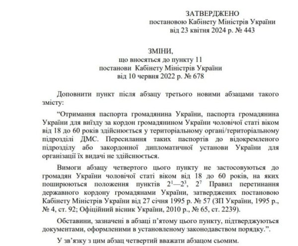 Украинские мужчины 18-60 лет не смогут получить паспорта за рубежом – постановление КМУ Украинские мужчины 18-60 лет не смогут получить паспорта за рубежом – постановление КМУ