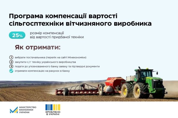 Аграрії можуть отримати компенсацію за купівлю сільгосптехніки у 64 українських виробників Аграрії можуть отримати компенсацію за купівлю сільгосптехніки у 64 українських виробників