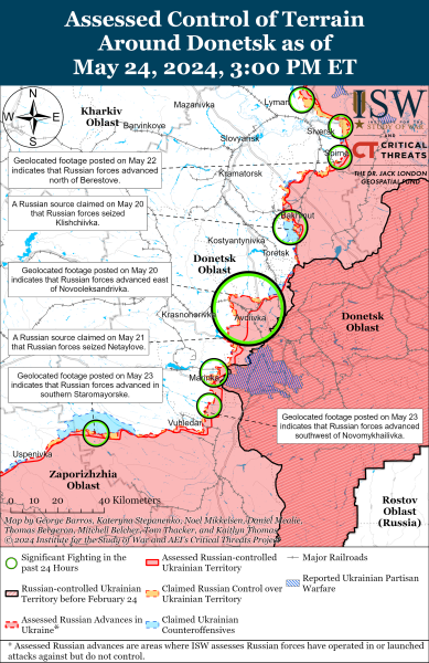 
ЗСУ стримують ворога на Харківському напрямку, росіяни тиснуть на Донбасі: карти ISW 