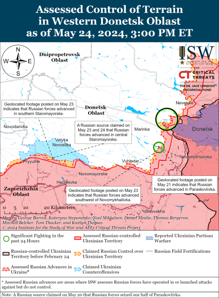 
ЗСУ стримують ворога на Харківському напрямку, росіяни тиснуть на Донбасі: карти ISW 