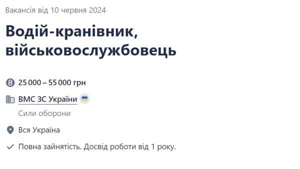 Робота у ЗСУ: які вакансії найпопулярніші та скільки платять
Робота у ЗСУ: які вакансії найпопулярніші та скільки платять