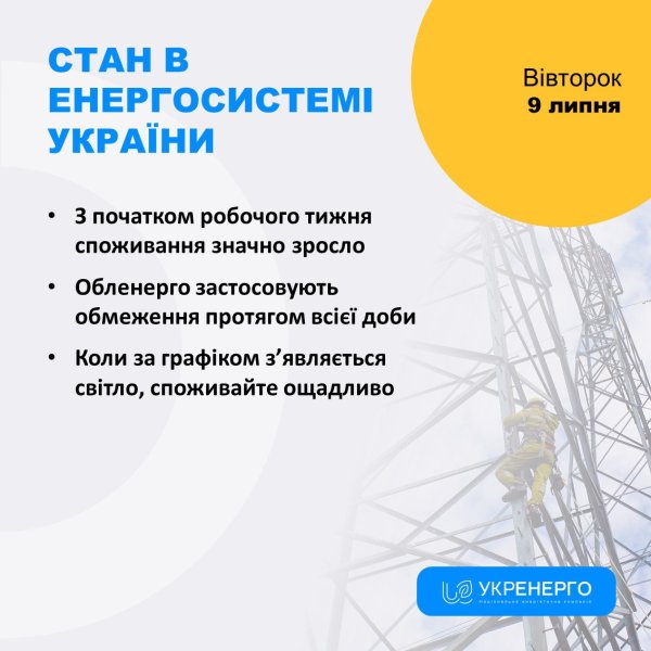 В Україні збільшать обсяги відключень світла через спеку
В Україні збільшать обсяги відключень світла через спеку