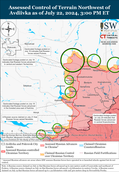 Ворог просунувся в Україні на кількох напрямках, має успіх у Нью-Йорку: карти ISW
Ворог просунувся в Україні на кількох напрямках, має успіх у Нью-Йорку: карти ISW