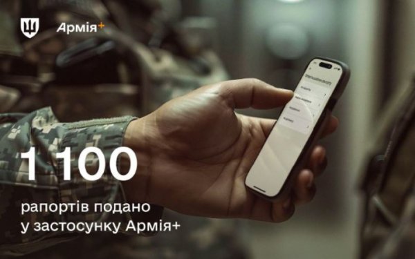 Через Армія+ подали вже 1100 електронних рапортів, - Катерина Черногоренко
Через Армія+ подали вже 1100 електронних рапортів, - Катерина Черногоренко