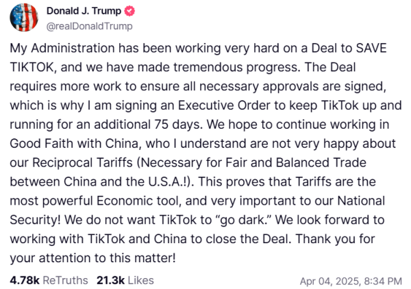 Трамп отсрочил продажу TikTok, а Китай приостановил переговоры с США касательно соглашения
                    