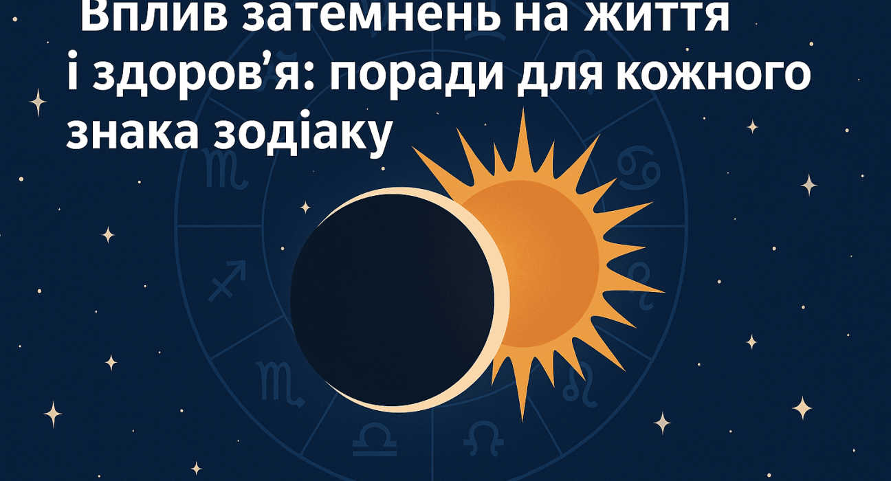 Дізнайтесь, як сонячні та місячні затемнення впливають на здоров’я і життя, та отримайте поради для кожного знака зодіаку, щоб зберегти баланс.