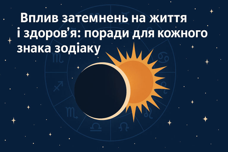 Дізнайтесь, як сонячні та місячні затемнення впливають на здоров’я і життя, та отримайте поради для кожного знака зодіаку, щоб зберегти баланс.